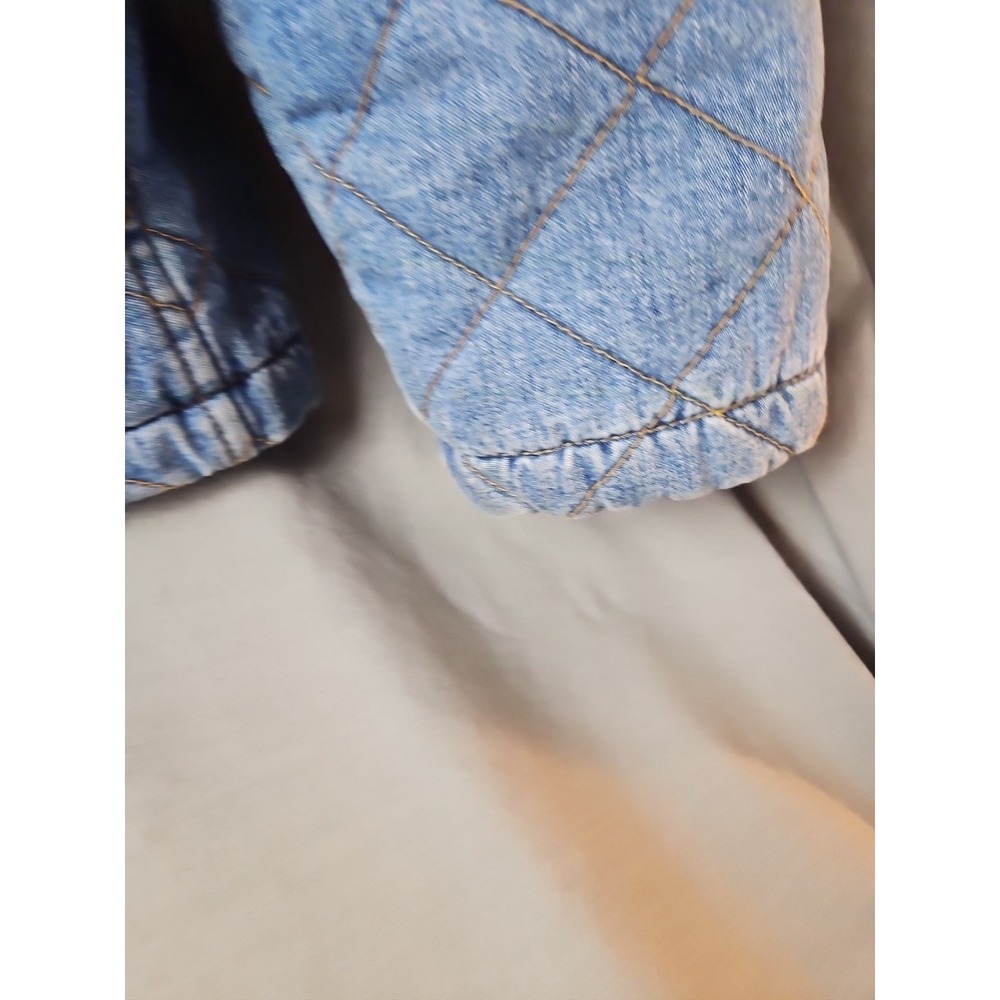 Vintage Lauren Jeans Co Jacket Womens Large Quilted Denim Equestrian Barn Coat - Picture 5 of 11